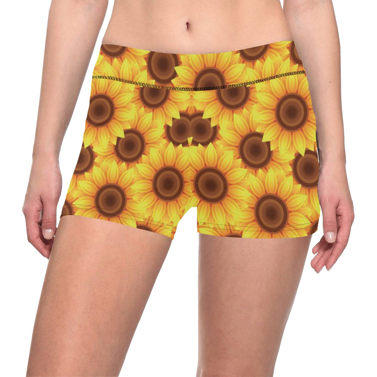 Sunflower Pattern Print Design SF07 Yoga Shorts