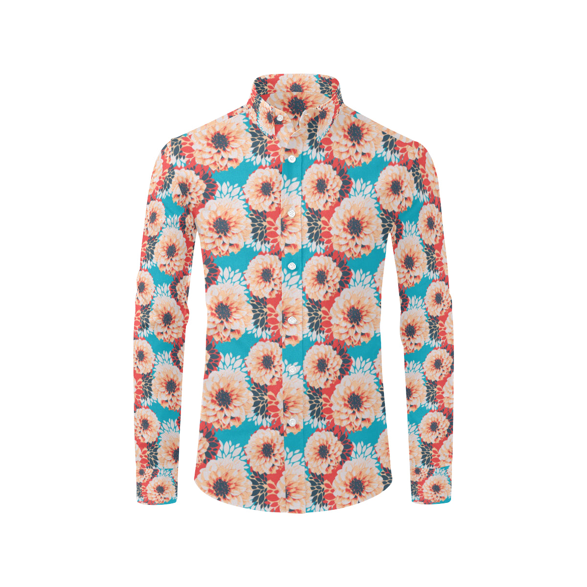 Dahlia Pattern Print Design DH05 Men's Long Sleeve Shirt