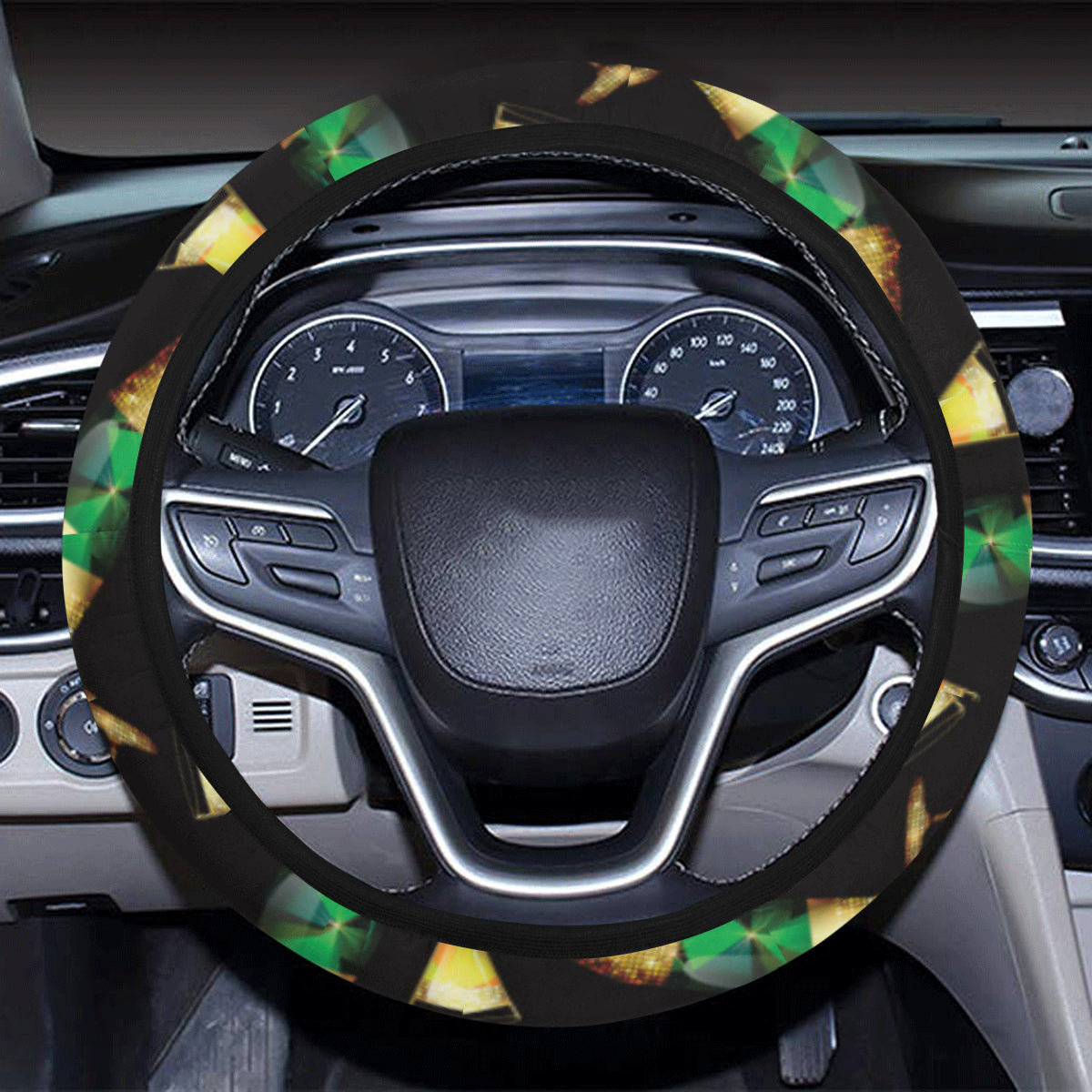 Champagne Pattern Print Design 02 Steering Wheel Cover with Elastic Edge