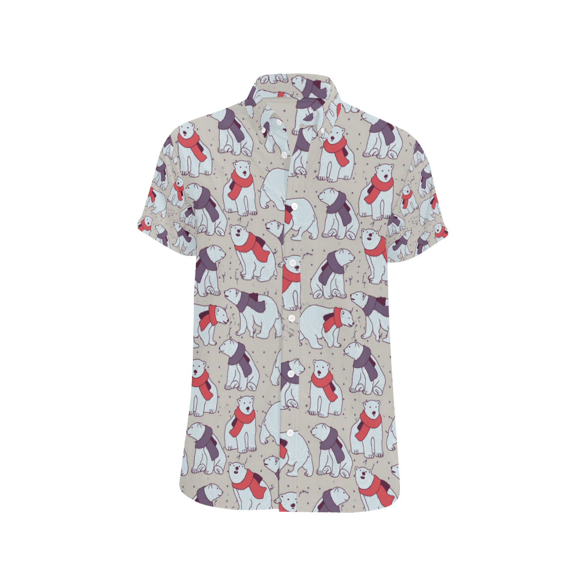 Polar Bear Pattern Print Design PB04 Men's Short Sleeve Button Up Shirt