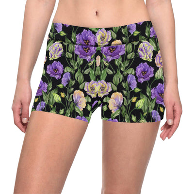 Lisianthus Pattern Print Design LT02 Yoga Shorts