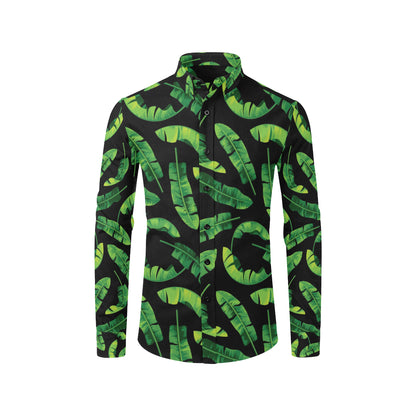 Banana Leaf Pattern Print Design BL02 Men's Long Sleeve Shirt
