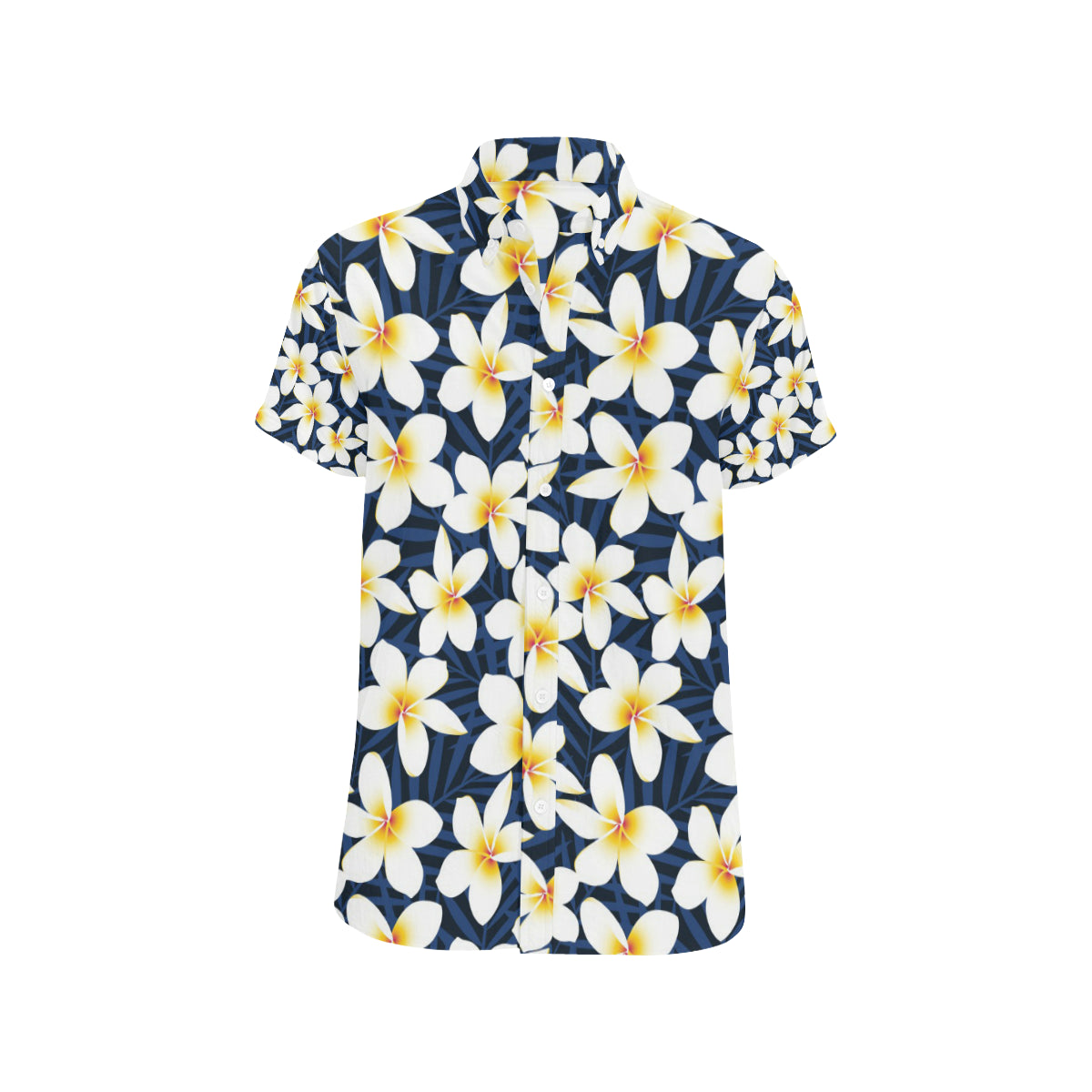 Plumeria Pattern Print Design PM026 Men's Short Sleeve Button Up Shirt