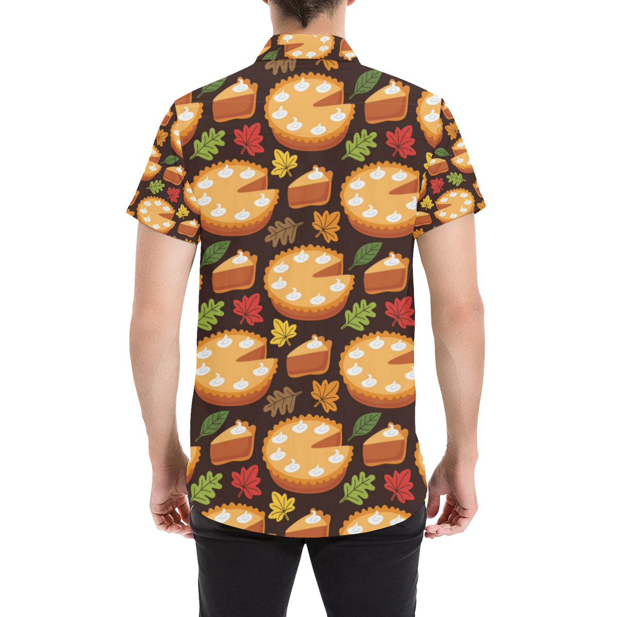 Pie Pattern Print Design A03 Men's Short Sleeve Button Up Shirt