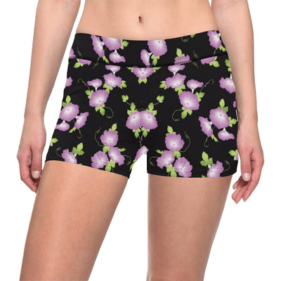 Morning Glory Pattern Print Design MG02 Yoga Shorts