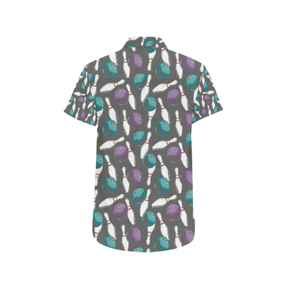 Bowling Pattern Print Design 03 Men's Short Sleeve Button Up Shirt