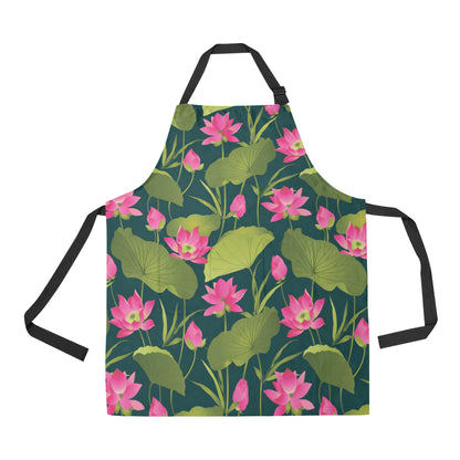 Water Lily Pattern Print Design WL09 Apron with Pocket