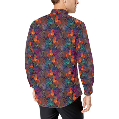 Rooster Print Style Men's Long Sleeve Shirt