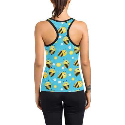 Bee Pattern Print Design BEE06 Women's Racerback Tank Top