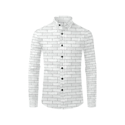 Brick White Pattern Print Design 03 Men's Long Sleeve Shirt