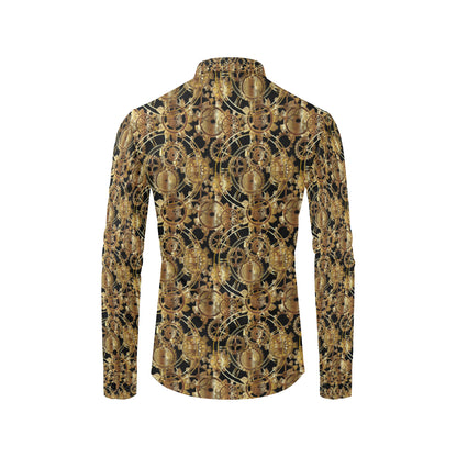 Steampunk Gear Design Themed Print Men's Long Sleeve Shirt