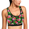 Pink Red Hibiscus Pattern Print Design HB023 Sports Bra