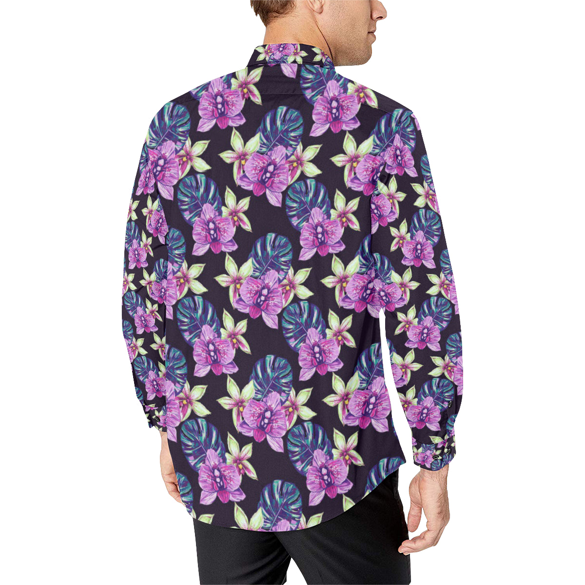 Orchid Pattern Print Design OR010 Men's Long Sleeve Shirt