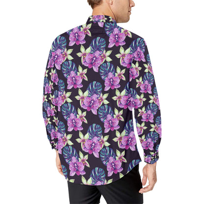 Orchid Pattern Print Design OR010 Men's Long Sleeve Shirt