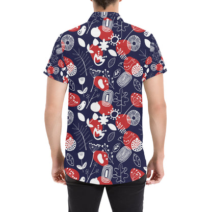 Nordic Pattern Print Design A02 Men's Short Sleeve Button Up Shirt