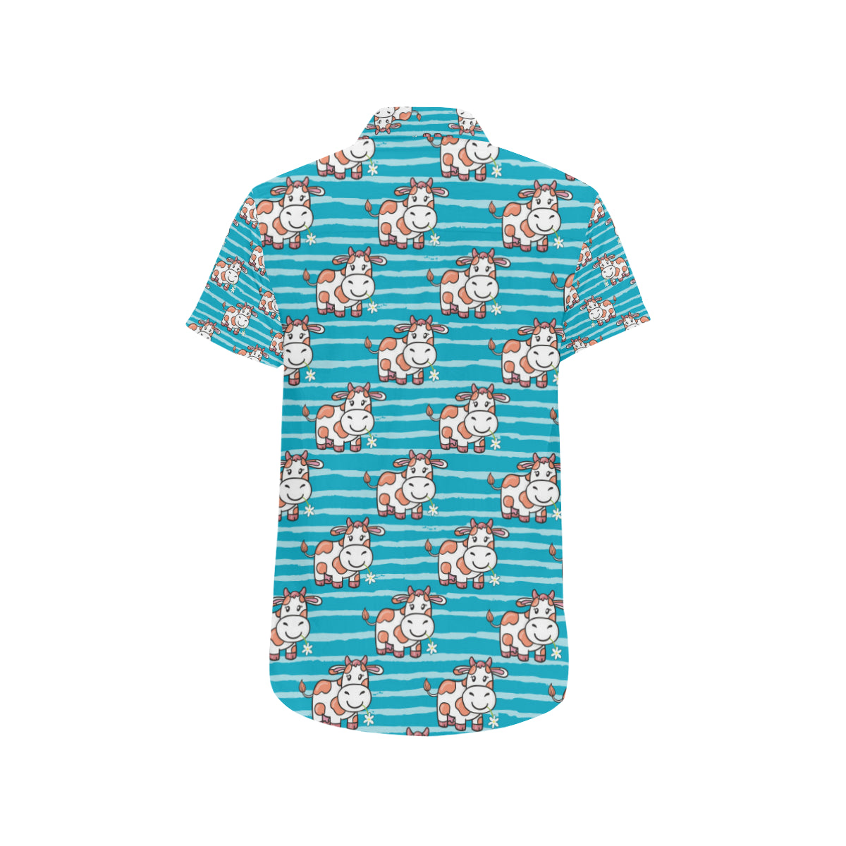Cow Cute Print Pattern Men's Short Sleeve Button Up Shirt