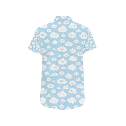 Cloud  Pattern Print Design 02 Men's Short Sleeve Button Up Shirt