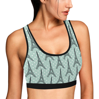 Eiffel Tower Polka Dot Print Sports Bra