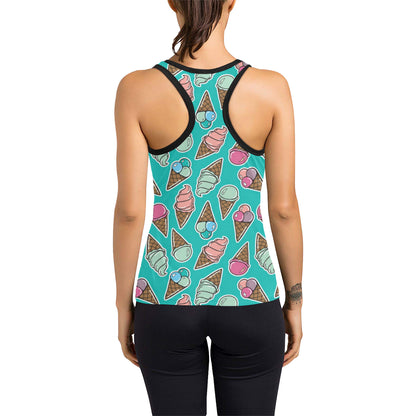 Ice Cream Pattern Print Design IC01 Women's Racerback Tank Top