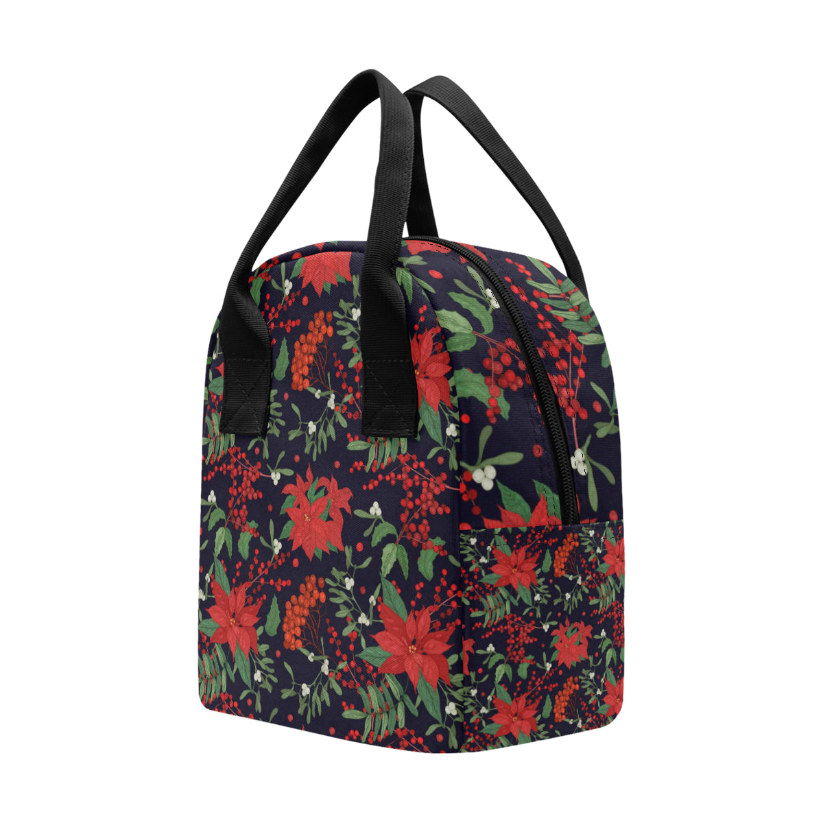 Poinsettia Pattern Print Design POT02 Insulated Lunch Bag