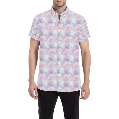 Aquarius Zodiac Pattern Print Design 01 Men's Short Sleeve Button Up Shirt