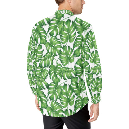 Palm Leaves Pattern Print Design PL08 Men's Long Sleeve Shirt