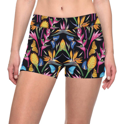 Tropical Flower Pattern Print Design TF016 Yoga Shorts