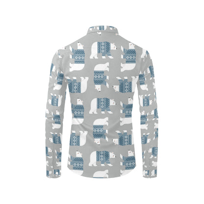 Polar Bear Pattern Print Design A03 Men's Long Sleeve Shirt