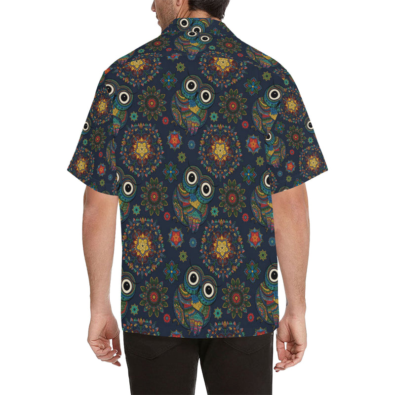 Owl Boho Style Pattern Print Design A04 Men's Hawaiian Shirt