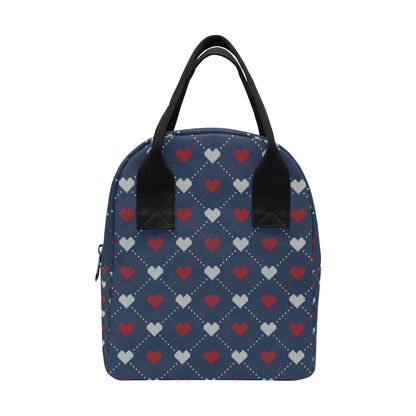 Heart Knit Pattern Print Design HE05 Insulated Lunch Bag