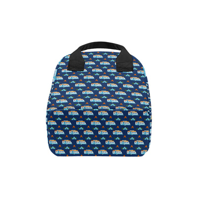 Camper Pattern Camping Themed No 3 Print Insulated Lunch Bag