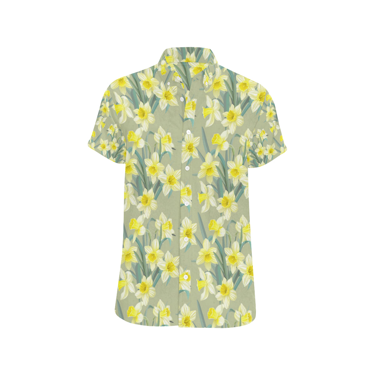 Daffodils Pattern Print Design DF01 Men's Short Sleeve Button Up Shirt