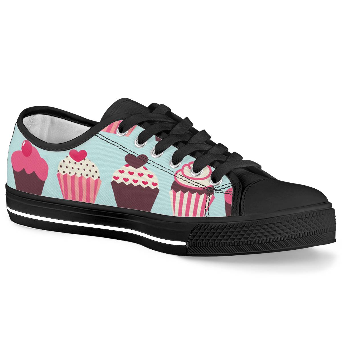CupCake Print Pattern Women Low Top Shoes