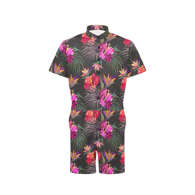 Hibiscus Pattern Print Design HB014 Men's Romper