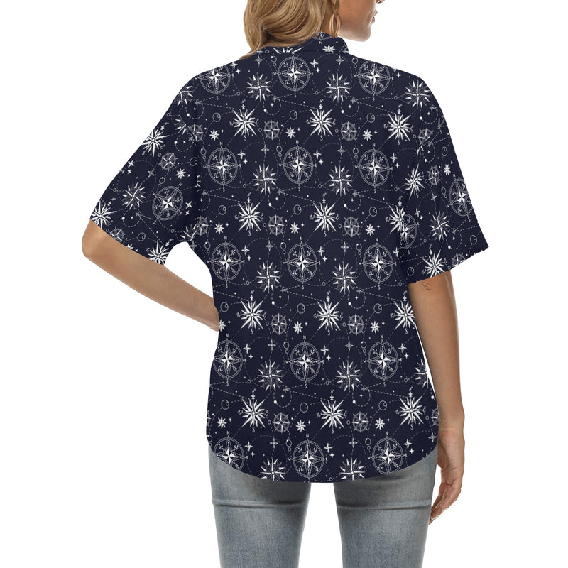 Nautical Sky Design Themed Print Women's Hawaiian Shirt