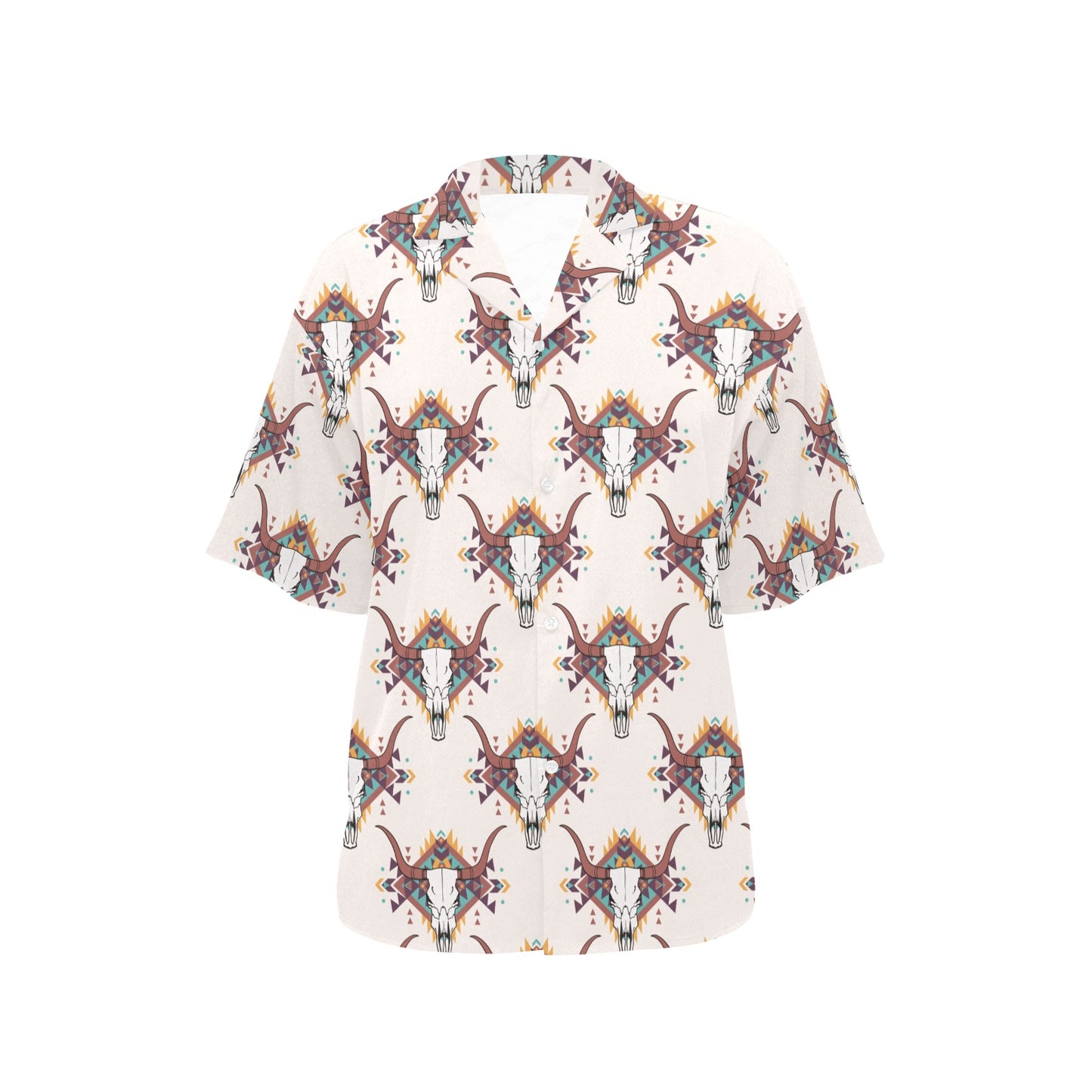Buffalo Head Pattern Print Design 02 Women's Hawaiian Shirt