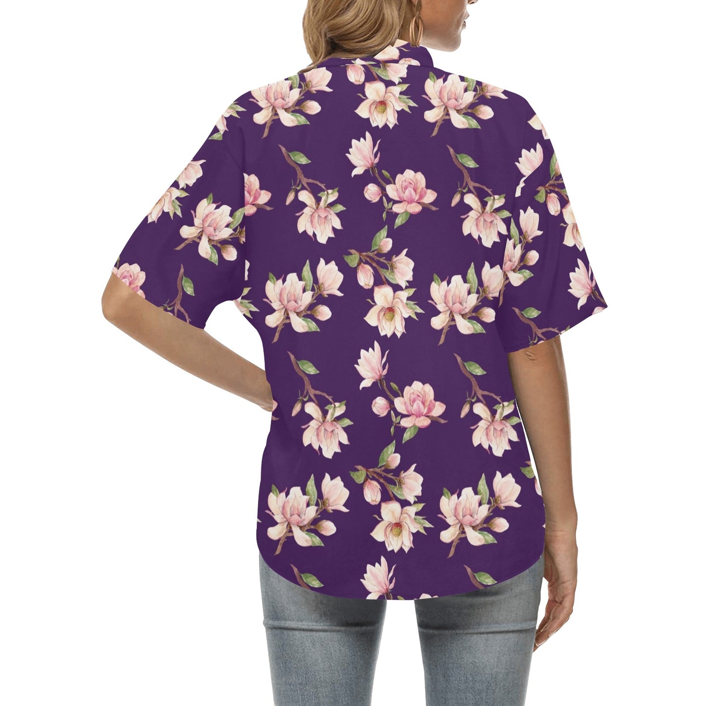 Magnolia Pattern Print Design MAG02 Women's Hawaiian Shirt