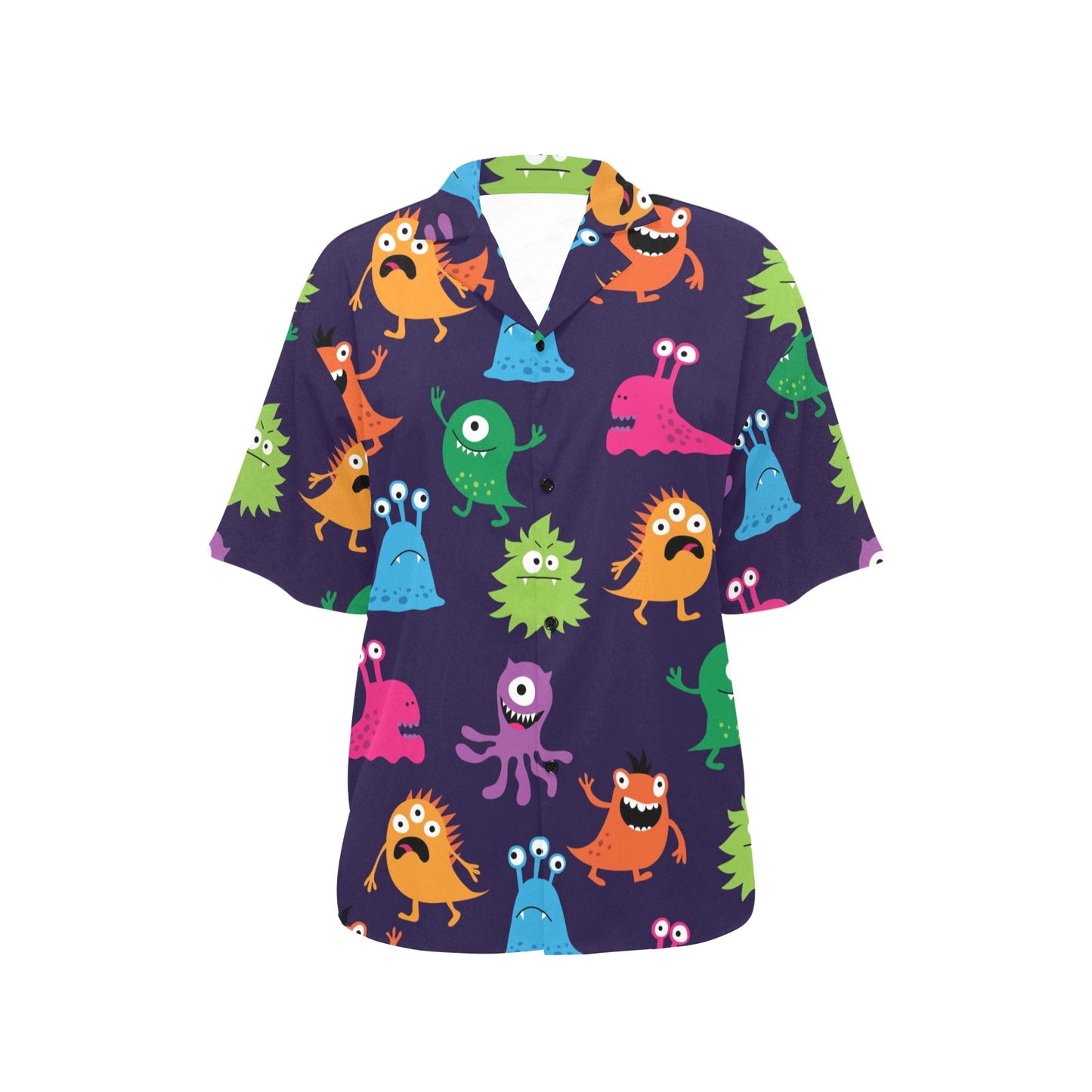 Monster Cartoon Pattern Print Design 02 Women's Hawaiian Shirt