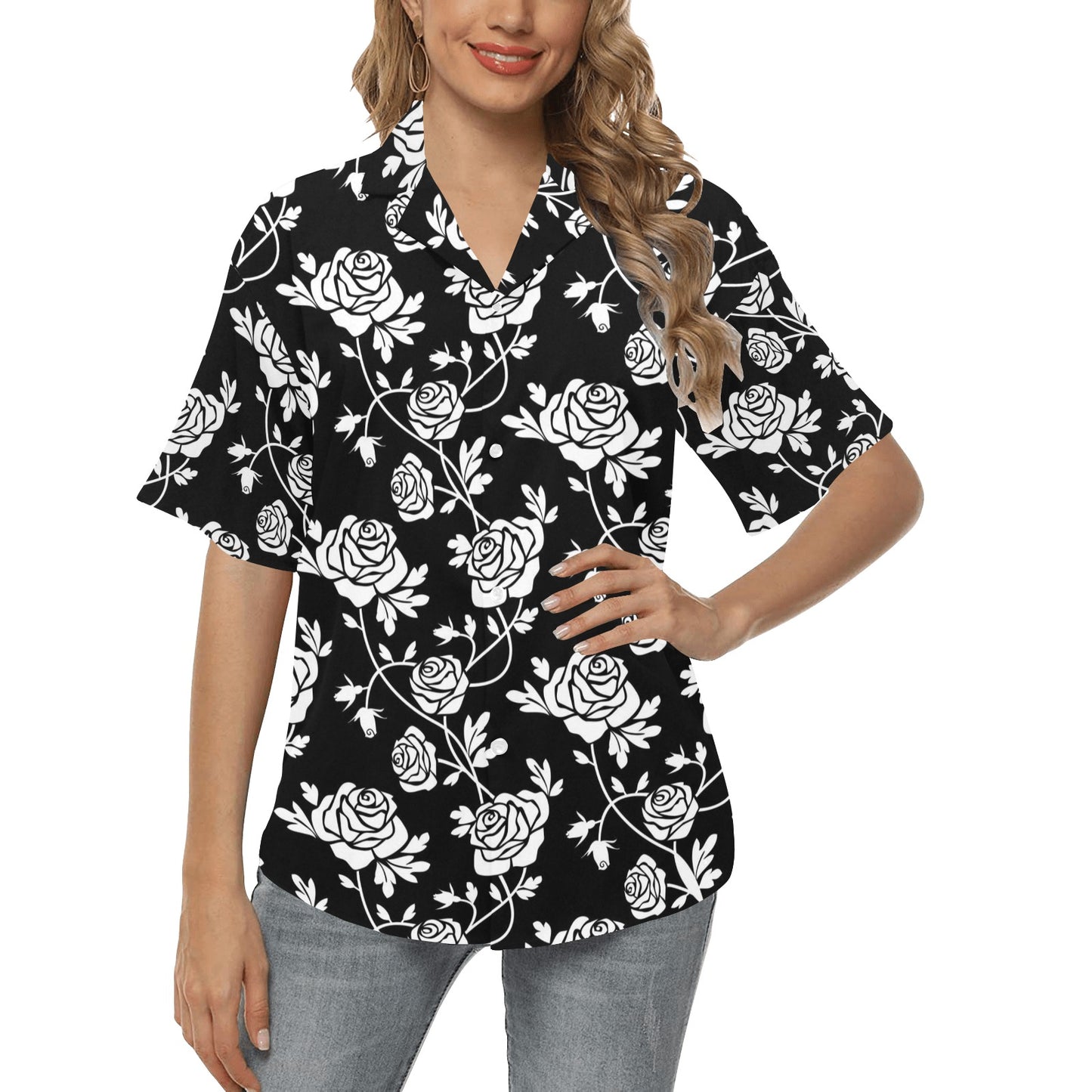 Rose Pattern Print Design RO013 Women's Hawaiian Shirt