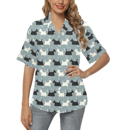 Scottish Terriers Print Design LKS301 Women's Hawaiian Shirt