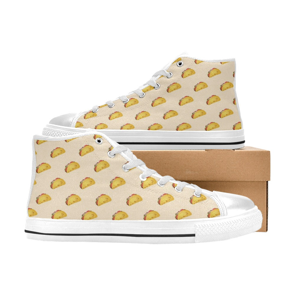 Taco Print Design LKS302 High Top Women's White Shoes