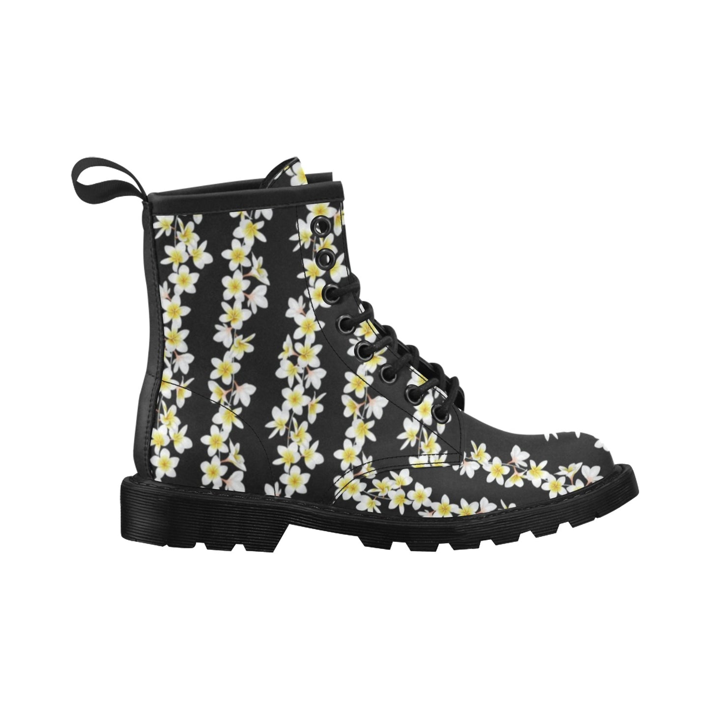 White Plumeria Pattern Print Design PM08 Women's Boots