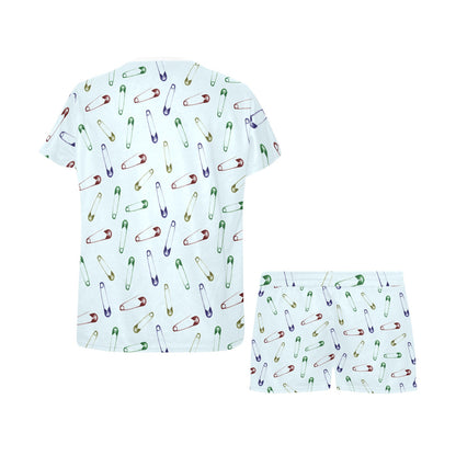 Safety Pin Print Design LKS303 Women's Short Pajama Set