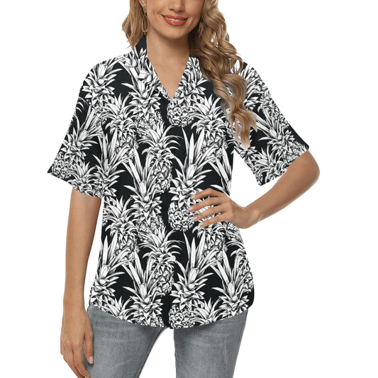 Pineapple Pattern Print Design PP08 Women's Hawaiian Shirt