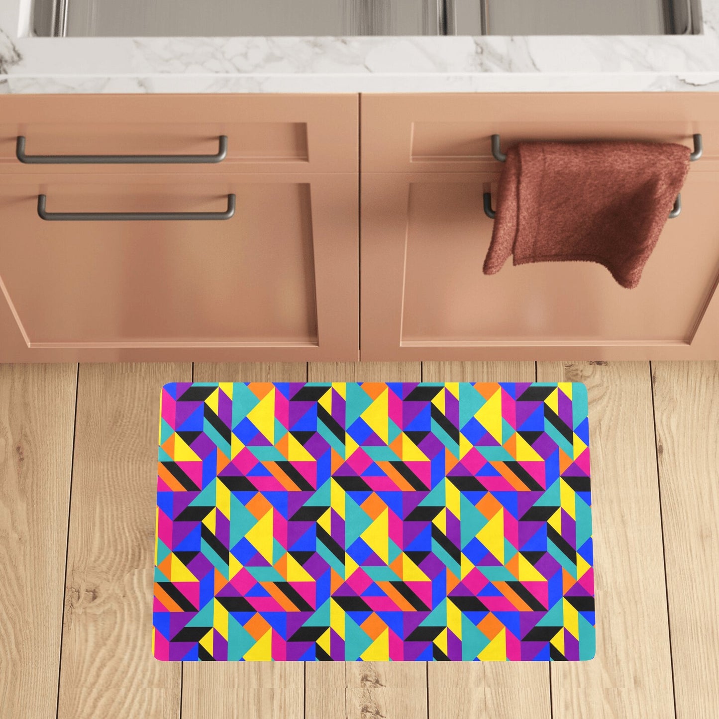 90s Colorful Pattern Print Design 1 Kitchen Mat