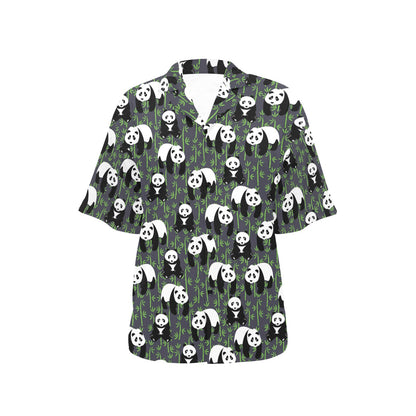 Panda Bear Bamboo Themed Print Women's Hawaiian Shirt