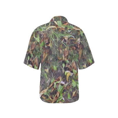 Camouflage Realistic Tree Print Women's Hawaiian Shirt