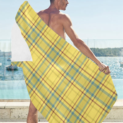 Tartan Yellow Print Design LKS301 Beach Towel 32" x 71"