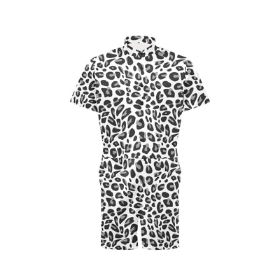 Snow Leopard Skin Print Men's Romper