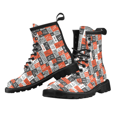 Music Note Design Themed Print Women's Boots